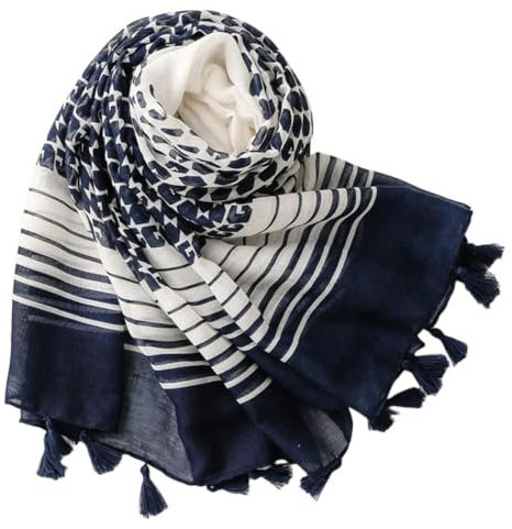 FAIRYGATE Halstuch Schals & Tücher für Damen Schal Damen Schals Mode Muster Blaue Übergroßer Stola Tücher Mit Fransen Lang Warme Schals Deckenschal 9027