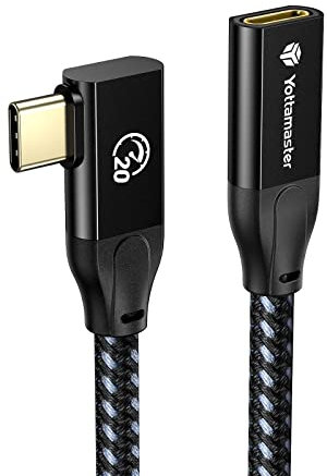 Yottamaster Cable de extensión USB C de 1 m, ángulo recto, cable alargador USB C PD 100 W, 4 K a 60 Hz, compatible con MacBook, Hub, teléfonos móviles