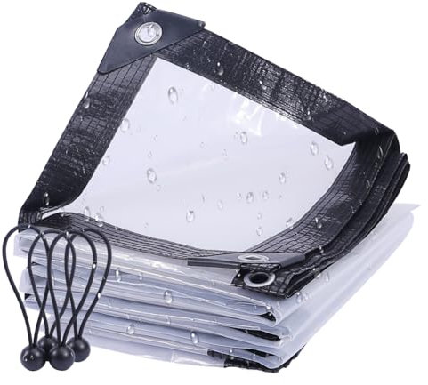 FoundGo 2x1m Transparente Abdeckplane mit Ösen [PE Material 130 g/m²] wasserdichte Regenschutz Durchsichtige Plane Outdoor Abdeckfolie Inkl. 4X Planenspannern