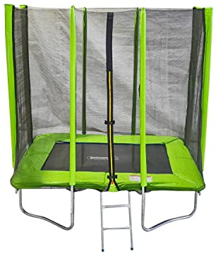 MASGAMES | Elastisches Bett Deluxe Rechteckig M | Sicherheitsnetz | Leiter inklusive | verzinkter Gestell | für den Außenbereich | Gewicht des Erwachsenen | Maße: 215 cm Länge x 150 cm Breite