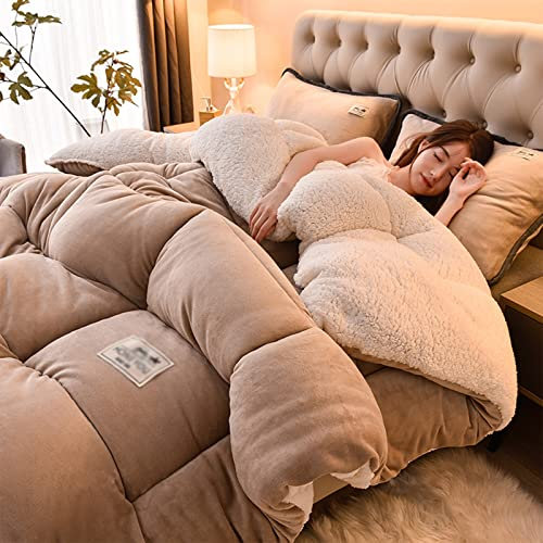 SHAIRMB Duvet, Thick Lamb Cashmere Blanket, Fluffy Cashmere Quilts, 4 Seasons Duvet, Winter Duvet for Allergy Sufferers, Thick Winter Duvet, Winter Warm Quilt Extra Warm for Winter,B,220×240cm(5kg)