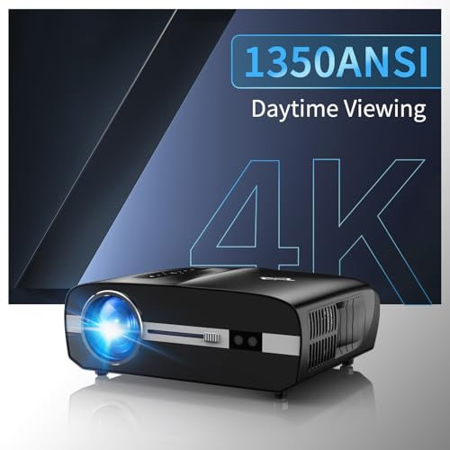 Daytime LED Projector 4K with WIFI and Bluetooth,1500ANSI Ultra HD Smart Daylight Projector Home Cinema Outdoor Movie Built in Apps,Android TV,DSP Audio,4D Keystone,HDR for Gaming,Ceiling,300 Display