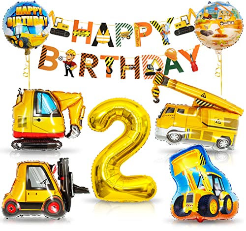 Bagger Deko Kindergeburtstag 2, Baustellen GeburtstagdekoJunge 2 Jahre, Bagger Luftballons Geburtstag, BAU Party Dekoration, Baustelle Geburtstag Deko