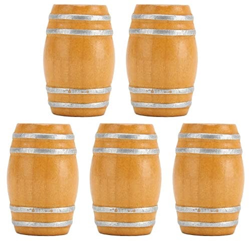 VBESTLIFE Botte di Birra in Legno in Miniatura per Casa delle Bambole, 5 Pezzi Simulazione Vintage 1:12 Modello di Vino per Casa delle