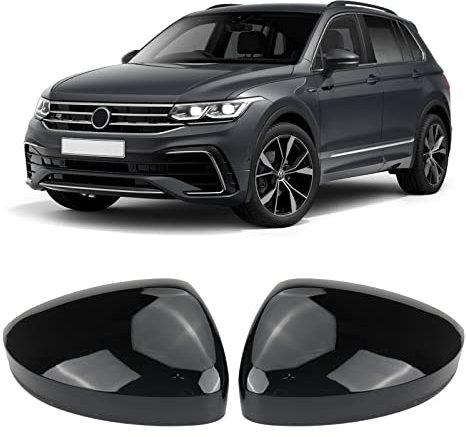 1 Paar Auto Spiegelkappen Außenspiegel Ersatz für VW Tiguan MK2 2017-2020, Außenspiegelkappe Rückspiegelkappe Seitenspiegel Abdeckungen, Außenspiegelgehäuse glänzend Außenspiegel-Abdeckkappen