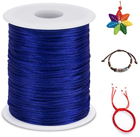 LEREATI Nylonschnur 2.5mm x 100m Nylonfaden Nylon Perlenschnur Satinkordel, Makramee Schnur Nylonschnur für Armbänder Perlen Auffädeln Halskette Schmuckherstellung DIY Handwerk (Königsblau)