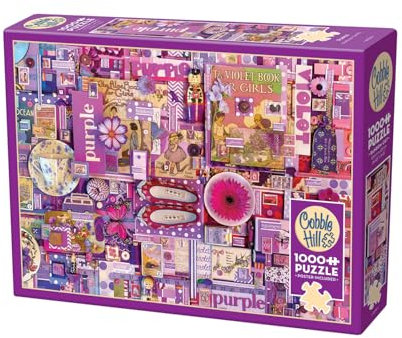 Cobble Hill 3840061 Collage in Violett, 1000 Teile Puzzle inkl. Puzzleposter für Erwachsene und Kinder ab 12 Jahren, Puzzlecollage, Farbcollage