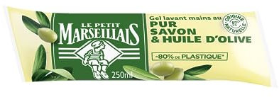 Le Petit Marseillais | Recharge Gel Lavant Mains Pur Savon & Huile d'Olive (berlingot de 250 ml) – Savon liquide avec 92 % d'ingrédients d'origine naturelle – Savons mains au pH neutre pour la peau