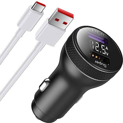 67W Zigarettenanzünder USB Ladegerät für Xiaomi Turbo Charge, Kfz Autoladegerät Dualport mit Typ C Ladekabel für Mi 14 Ultra 12 14T Pro Redmi Note 13 12s 11s