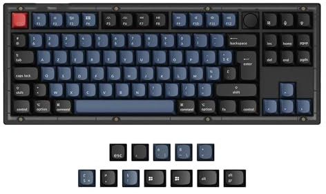 Keychron V3 Clavier mécanique Filaire Custom Knob Version, TKL QMK/Via programmable avec commutateur K Pro Brown remplaçable à Chaud Compatible avec Mac Windows Linux Carbon Black(FR-ISO)