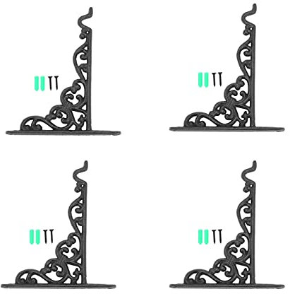KLKNE 4 ganci in ferro battuto da giardino per vasi da fiori e cesti, con vite di espansione