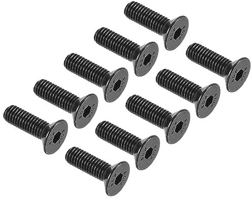 QUARKZMAN M5 x 16mm Hexagonal Zócalo Plano Cabeza Avellanado Tornillos x 50uds 10.9 Aleación Acero Hueca Cabeza Tornillos Pernos para Maquinaria y Muebles, [Negro]