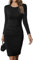 Missufe Figurbetontes Freizeitkleid Bodycon Knielanges Kleider Damen Enges Bleistiftkleid (Schwarz,Groß)