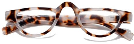 Hubeye Halbmond Lesebrille Leopardendruck Kunststoff Halbrahmen Federscharnier Lesehilfe mit Brillenholster für Damen und Herren 2.00