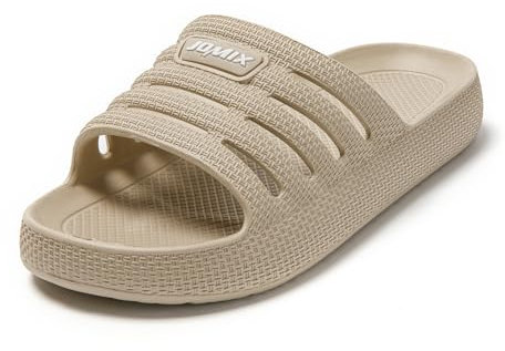 JOMIX Tongs Homme Claquette Hommes Sandales Homme Claquettes Homme en Caoutchouc EVA Confortable Antidérapant pour Douche Piscine et Plage (Kaki, 43)