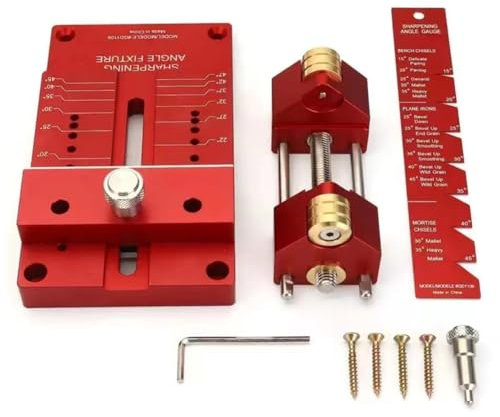 Skiitches Sharpening System Honing Guide & Holder for Woodworking Chisel Sharpening, Medium Grit, Red