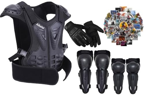 Kids Dirt Bike Gear,Kids Motorcycle Gear,Youth Chest Protector with Elbow Knee Shin Pad and Gloves, Motocross Protective Gear, Dirtbike Full Body Protection Suit(L)