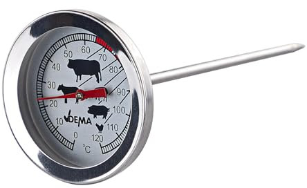 Fleischthermometer, Grillthermometer, analog, Edelstahl, Messbereich 0-120 Grad