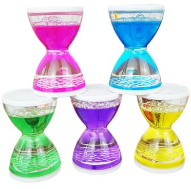 COLLBATH Sablier à Huile Décoratif 45x45x68mm Sablier Liquide Coloré Mouvement Liquide Minuterie à Bulles Décoration Bureau Maison Jouet