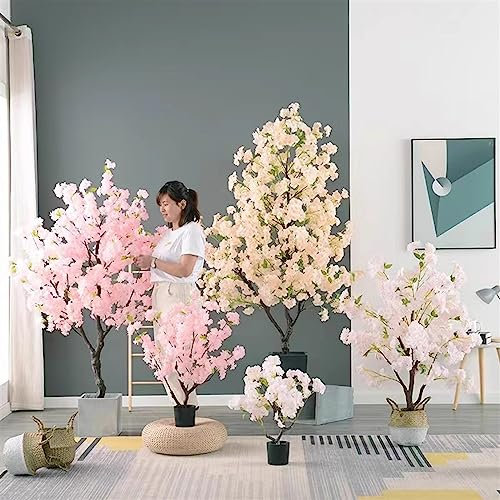 LZMZMQ Kunstbaum Extra Hoher Realistischer Gummibaum/Simulation Kirschblütenbaum Rosa Mit Bambuskorb, Home Store Mall Dekor Künstliche Stehende Pflanzenbäume (Color : Green, Size : 0.5m/1.6ft/19.6in)