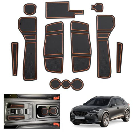 GAFAT Kompatibel mit Cupra Formentor 2021-2023 2024 (Elektronische Automatik) Antirutschmatten, Formentor Gummimatten, Mittelkonsole Matten, Türnaht Matten, Formentor Zubehör (Messingfarben)