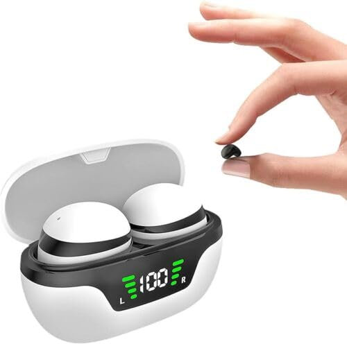 Cmeilau 2024 Nuevos Mini audífonos Invisibles inalámbricos Bluetooth Ocultos IPX5, estéreo con cancelación de Ruido, Bluetooth pequeño y Discreto, audífonos Impermeables para Dormir de Lado (White)