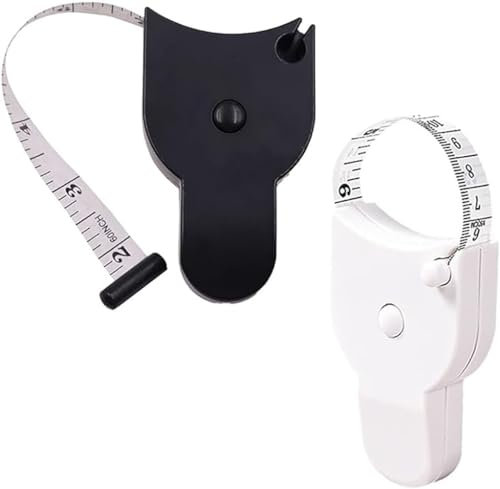 Tape Measure Körper Maßband Set,2 PCS Einfahren Maßband Enthalten Verschluss Pin und Push Knopf Schwarzes Körpermassband Umfangsmessband Einziehbares für Nähen Schneider Stoff Körper Maß