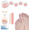 NLFOX Semi Cured Gel Nail Strips - 28 Pcs Soft Gel Toenail Stickers - French Toenail Stickers Self Adhesive - Self-Adhesive Nail Wraps UV Lamp Required - Easy Apply & Remove DIY Nail