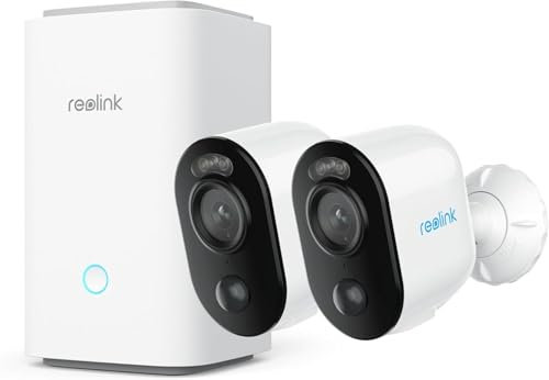 Reolink 2K Überwachungskamera Aussen Akku Set mit Spotlight, Farbnachtsicht, 6 Monate Akkulaufzeit, KI-Erkennung, Home Hub für Zentrale Verwaltung & Speicher, Keine Monatsgebühr, Argus 3E 2-Kamera-Set