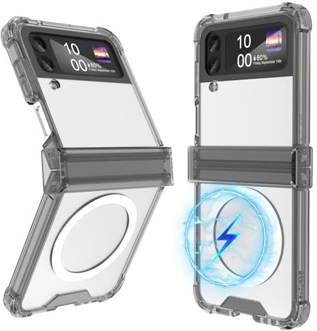 Designed for Galaxy Z Flip 3 Case with Hinge Protection Compatible with Magsafe for Samsung Flip 3 Full Cover Shockproof Slim Phone Protection Case Clear for Z Flip 3 5G - Clear Black1