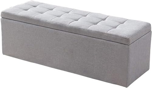 CATANK Klappbarer Ottoman mit Stauraum, Sofabank für das Wohnzimmer, getuftetes Design, Aufbewahrungsbox aus Leinenstoff, Spielzeugkiste für Zuhause, Tragkraft 330 lbs, 100 x 40 x 40 cm,