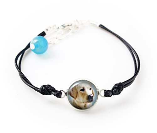 Art-Dog Armband mit Hundefoto | Handgefertigtes Schnurarmband mit Naturstein | Antiallergischer Schmuck | Labrador Retriever