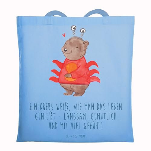 Mr. & Mrs. Panda Tote Bag Krebs Genießer - Geschenk, Tasche, emotionale Tiefe, Schultasche, Geschenke Astrologie, Empathie, wie man das Leben genießt, sensible, Sternzeichen, Jutebeutel, Shopping