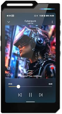 HiBy R4 Android-MP3-Player mit Bluetooth und WLAN, integriertes 4DAC-Android12, unterstützt Wiedergabe, DSD, PCM, MQA mit 4,4 mm balem 32 G Speicher (Schwarz)