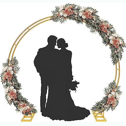DZZTHSH Metal Wedding Arch Anti-Rust Moon Gate Gold/Black/White Garden Arbor - Heavy Duty Circle Archway For Bridal Party Decoration And Gardens