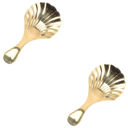 Amosfun 2St Teespatel aus Messing Teelöffel Messung Schaufeln für Würfelbonbons Schaufeln für Teelöffel mit Schaufel Messinglöffel für Tee Teeblatt-Löffel Kaffeebohnen Golden