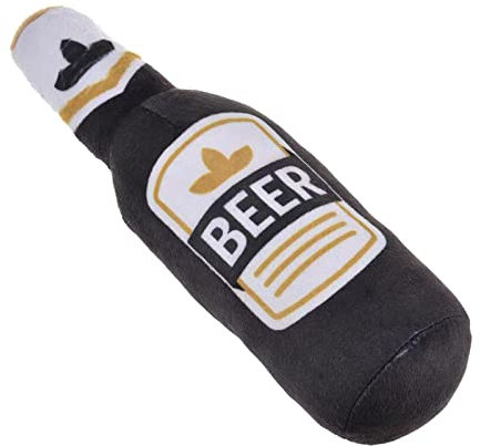 Mllepjdh Lovely Dog Quietschspielzeug, kleine Bierflasche, interaktives Hundespielzeug, Plüsch, Tauziehspielzeug für große Hunde