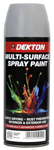 Dekton Quick-Dry Aerosol Spray Paint, Interior And Exterior Usage – Silver Grey for Metal, Wood, and Plastic |Rust Prevention|Ideal for Fixtures Furniture's Components Projects