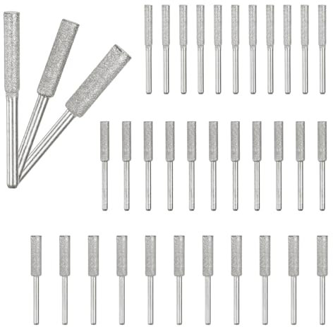 M METERXITY 36-Pack Diamond Chainsaw Sharpener, 5/32, 3/16, 7/32 High Hardness Grinding Stone Chainsaw Sharpening Kit for Electric Chainsaw Sharpener/Stone Carvings [3mm Silver]