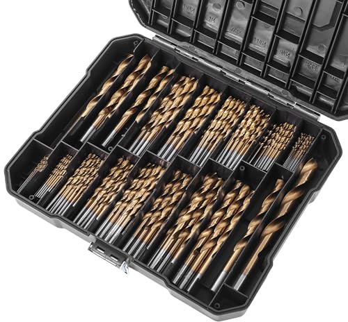 ROGAPER 230-teiliges Titanbeschichtetes Bohrer-Set, 135°-Spitze, Hochgeschwindigkeitsstahl, Spiralbohrer-Set für Eisen, Aluminium, Kupfer, Holz, Kunststoff, mit harter Lagerung, Größe von 0,1 cm bis