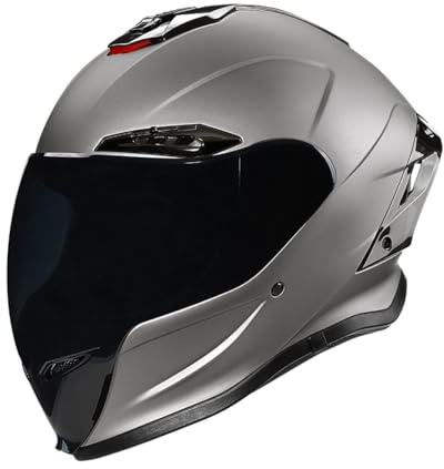 Woljay Motorradhelm Integralhelm Motorradhelme für Erwachsene Männer Frauen Rennsport Straßenmoped DOT / ECER22-05 zugelassen (Silver,Small)