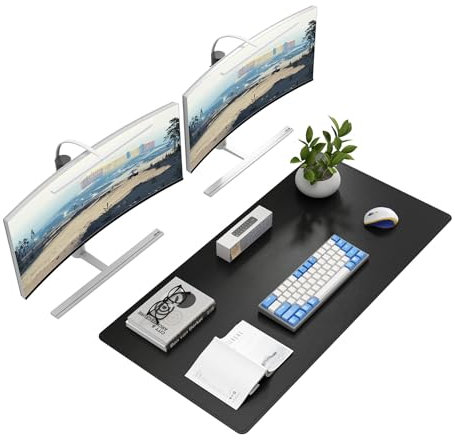 DAWNTREES Sous-main de bureau - 100 x 50 cm - En cuir - Résistant au glissement - Grand tapis de souris pour ordinateur portable - Convient pour le bureau, la maison et l'utilisation de bureau - Noir