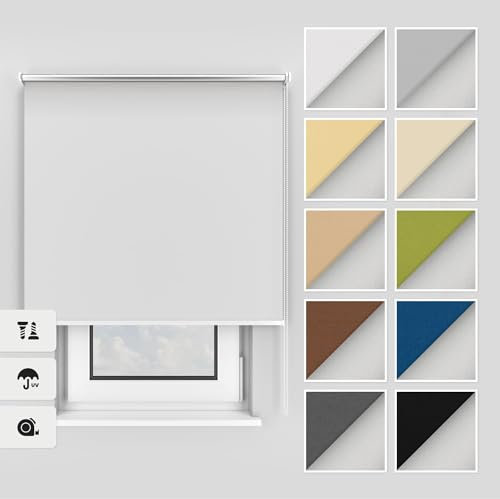 Estika Thermo rollos mit Bohren 65x220 cm Farbe: Weiß, Verdunklungsrollo Deckenmontage und Wandmontage, Thermorollo hitzeschutz, Jalousien Fenster