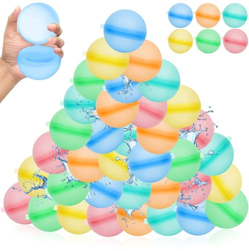 SaiXuan Juego de 36 Bolas de Agua, Globos de Agua Reutilizables, Bombas de Agua de Silicona para Juegos Extremos - Diversión de Verano para Adolescentes y Adultos Batallas