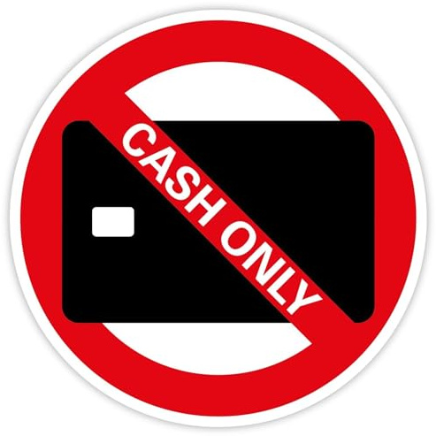Aufkleber „Cash Only“ Nur Bargeld – Keine Kartenzahlung möglich Folie Sticker | Rot | Ø 5-30 cm Made in Germany, Größe: Ø5 cm