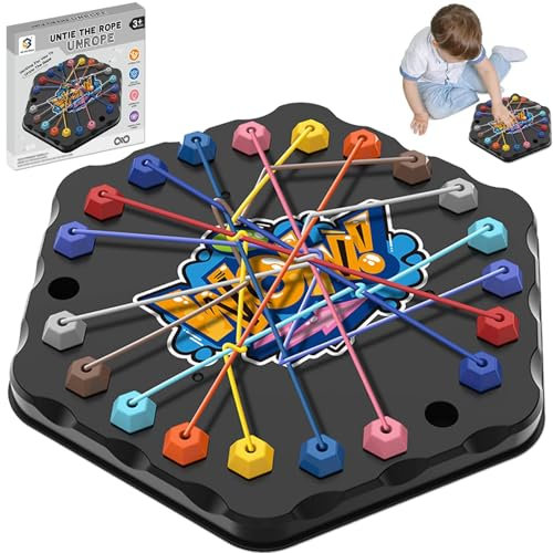 Brainy Knots Spiel: Knoten Logik Puzzle mit Verdrehten Seilen, buntes Geduldsspiel für Kinder und Familie, 2-4 Spieler