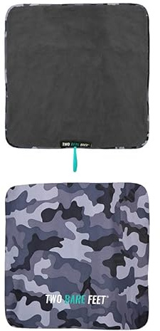 Two Bare Feet Portable Changing Mat for Surfing, Swimming, SUP & Watersports – Waterproof, Soft Sherpa Fleece, Roll-Up Design for Easy Travel & Outdoor Sports (Grey Camo/Teal)