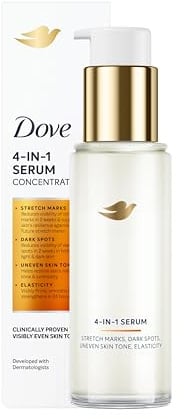 Dove Straffende Körperlotion 4-in-1, Bei Haut mit Dehnungsstreifen, Für Elastischere Haut, Weniger Sichtbare Dehnungsstreifen, Reduzierte dunkle Flecken, Mit Tone Balance Complex + Niacinamid, 100 ml