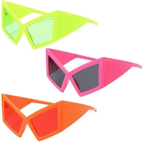 YUZHEDM 3 Stück Partybrillen Lustige Hippie Pc Brille Partybrille, Accessoire für Karneval und Mottoparty Übergroße Lustige Sonnenbrille für Erwachsene Frauen, Accessoires für Partys und Hip-Hop-Tanz
