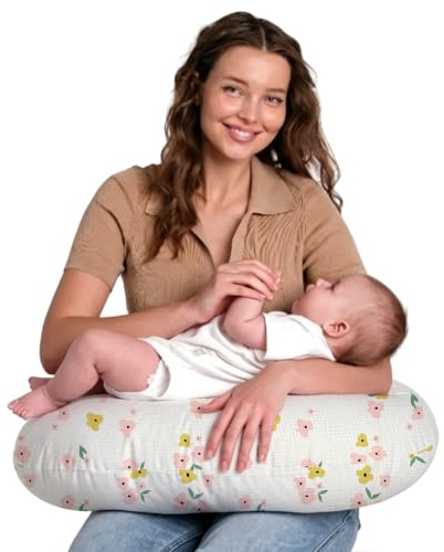 Little Grape Land Stillkissen klein für Baby | Musselin Baumwolle | Mit abnehmbarem, waschbarem Kissenbezug, Gelbe Blütenblätter, Oeko-TEX Standard